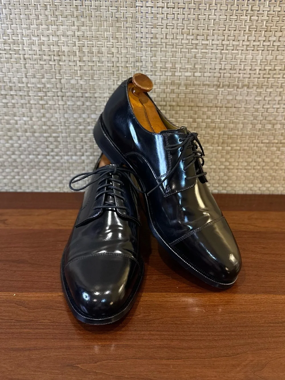 Cole Haan Nike Air Carter Black Leather Cap Toe Oxfords Mens 12 M